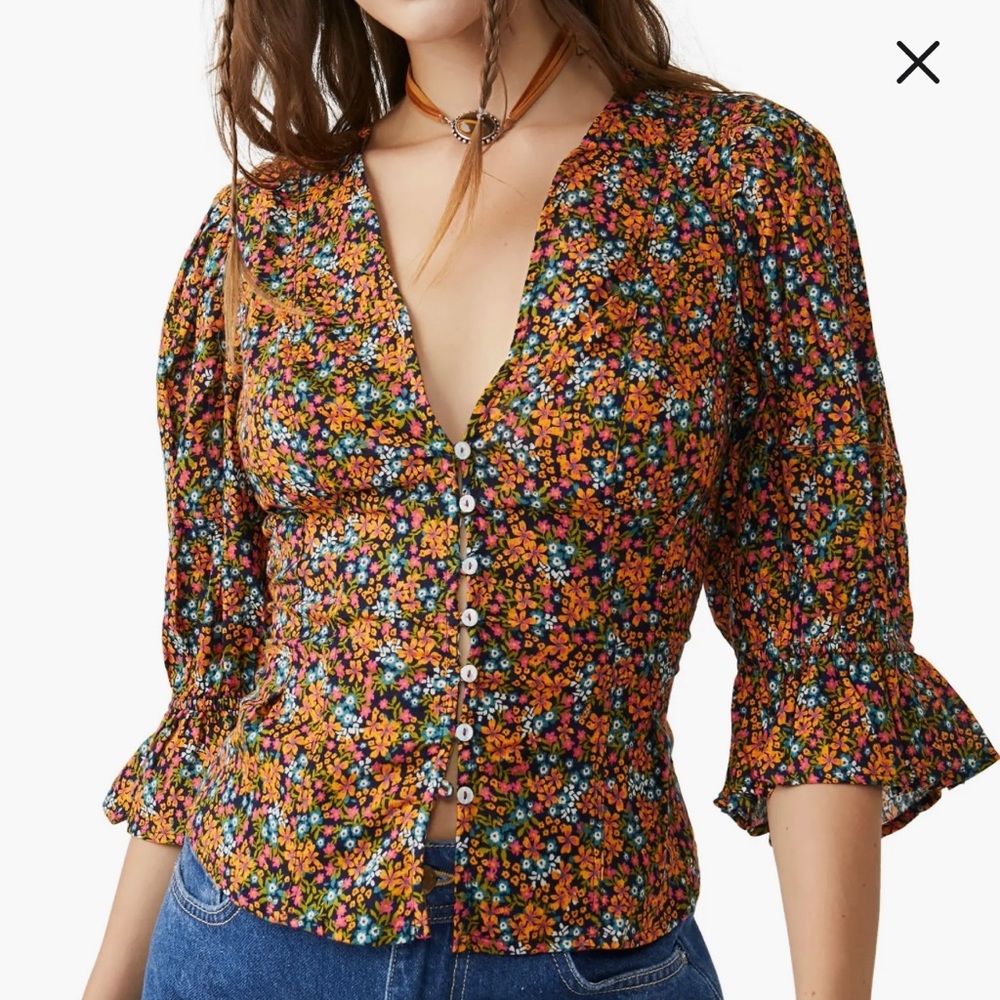 Free People Floral Button-Up Top - Multicolor